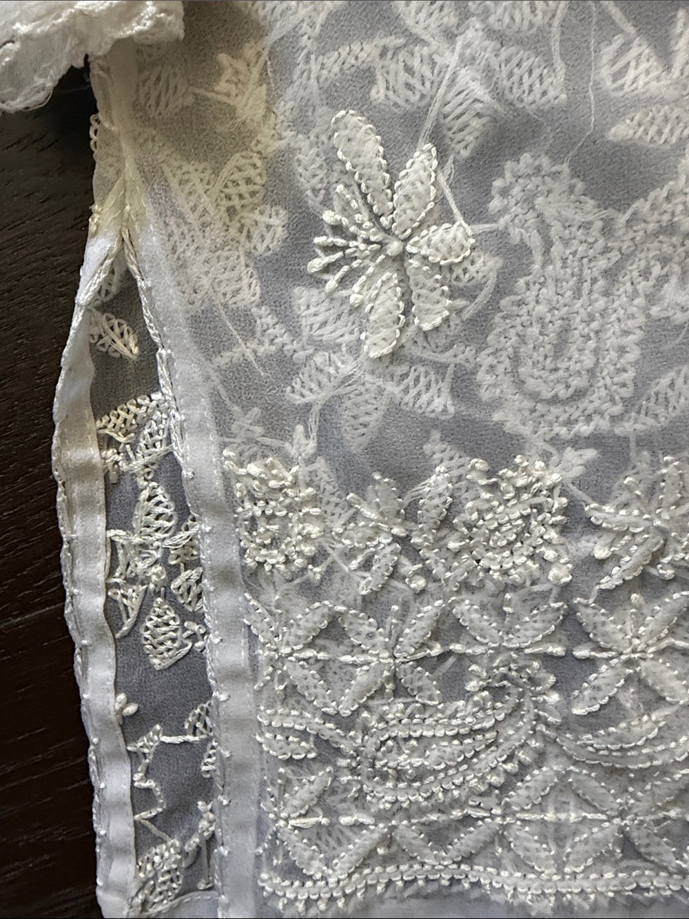 Sheer White Embroidered Button-Front Robe Cover-Up - Picture 8 of 16